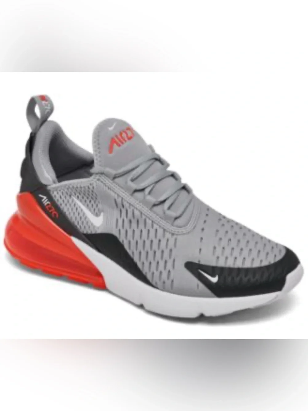 Nike Air Max 270 Wolf Grey Bright Crimson White Size 7y<<<<<412>>>>>>